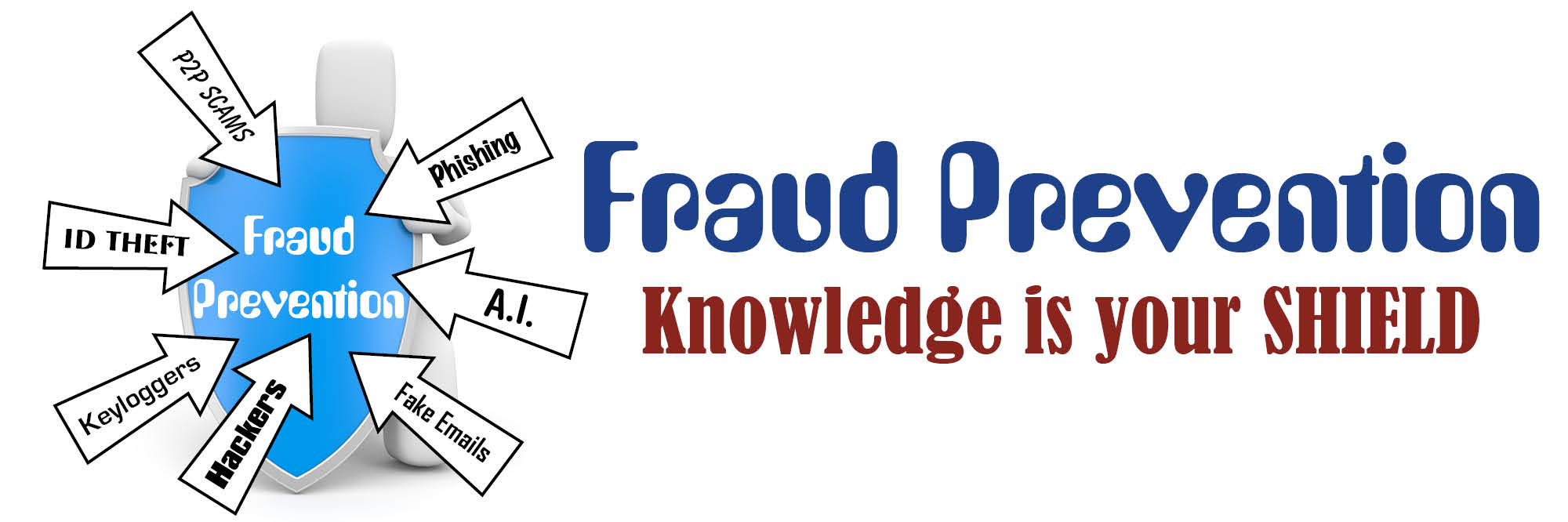 Fraud Prevention Knowledge is your shield. P2P Scams, Phishing, A.I. Fake Emails, Hackers, Keyloggers, ID Theft